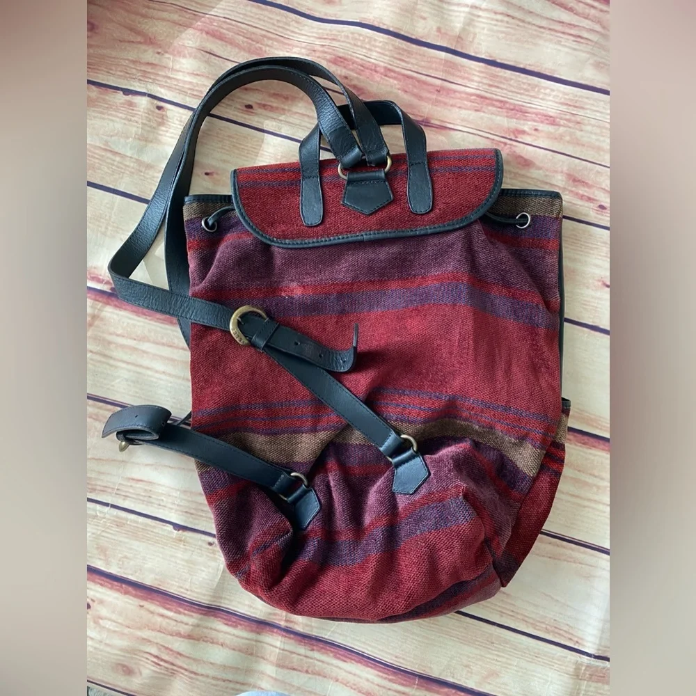 Velez Tribal Aztec Black Leather Backpack